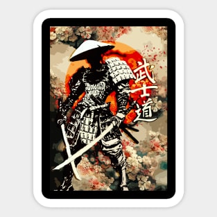 Bushido dual katana ronin samurai kanji black ink japan Sticker